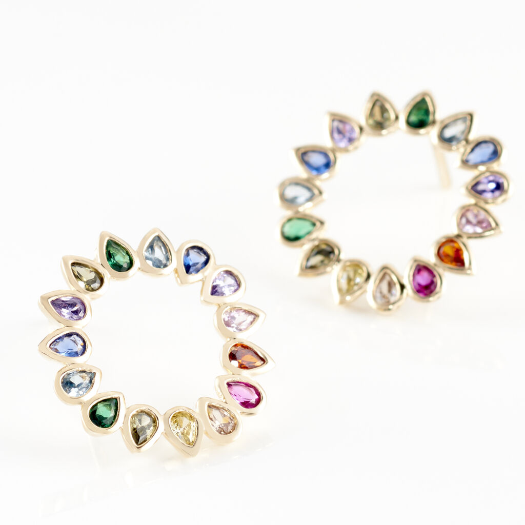 Boucles D'oreilles Pendantes Plaqu&eacute; Or Jaune Ethem Pierres - Boucles d'oreilles pendantes Femme | Histoire d&rsquo;Or