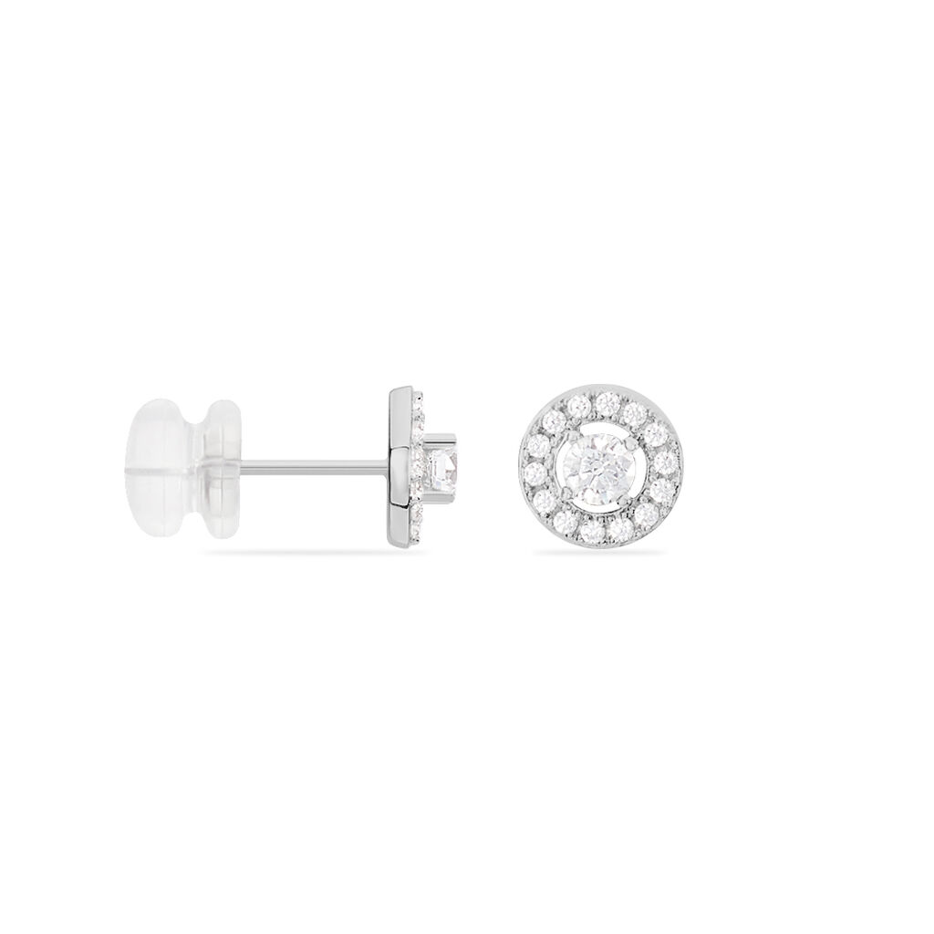 Boucles D'oreilles Puces Star Or Blanc Oxyde De Zirconium - Clous d'oreilles Femme | Histoire d’Or