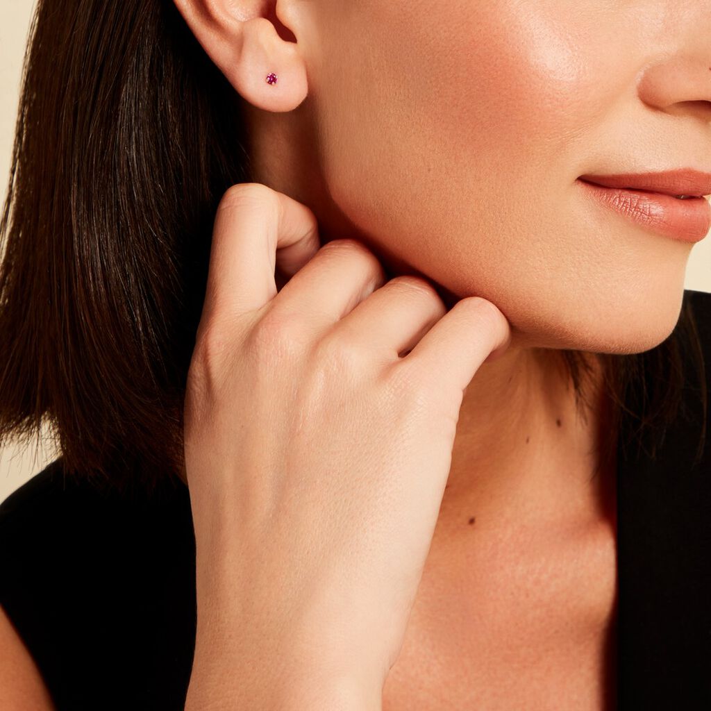 Boucles D'oreilles Puces Or Jaune Oxyde De Zirconium - Clous d'oreilles Femme | Histoire d’Or