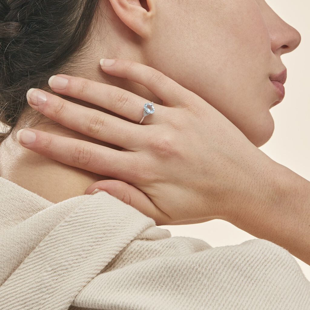 Bague Andreani Or Blanc Topaze Et Oxyde De Zirconium - Bagues solitaires Femme | Histoire d’Or