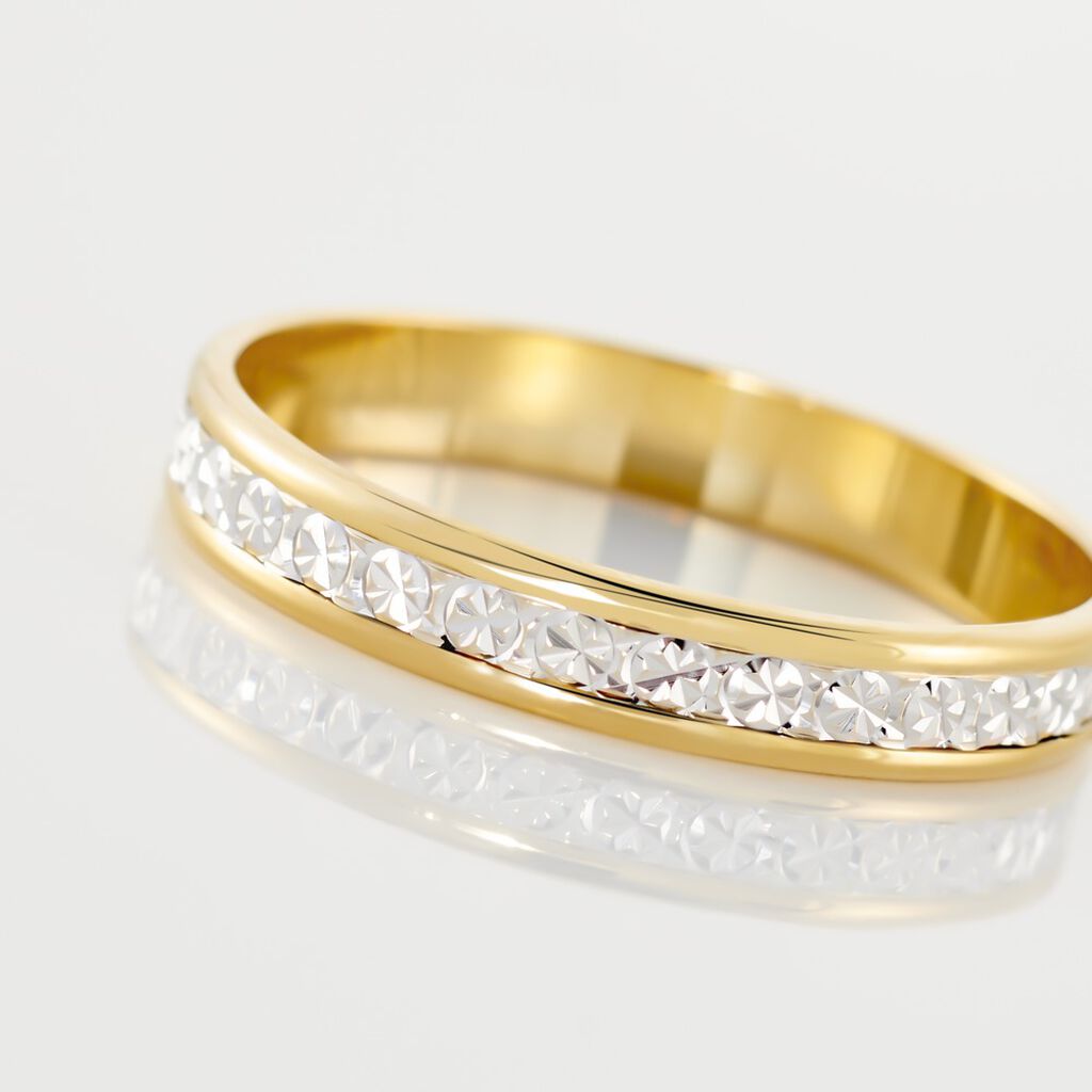 Alliance Laura Diamantee Ruban Plat Or Bicolore - Alliances Famille | Histoire d’Or