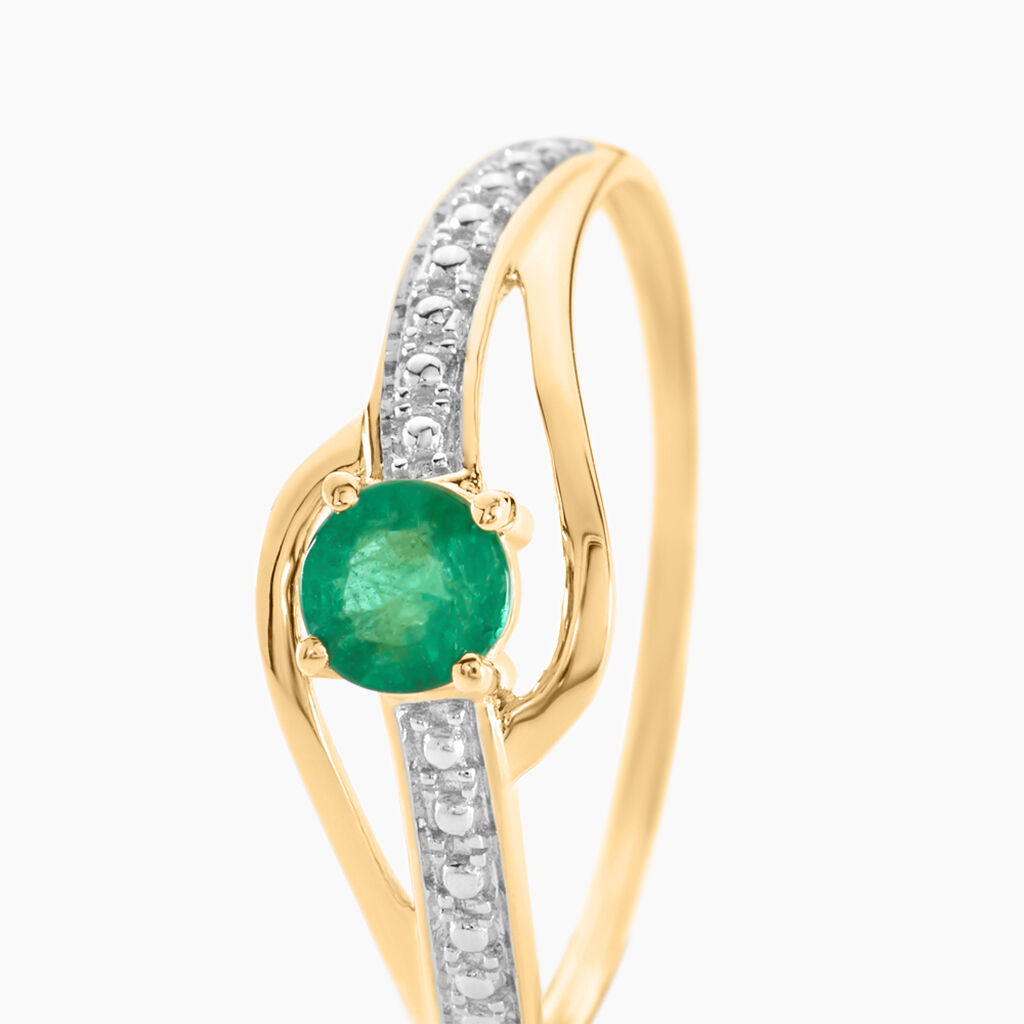 Bague Tanissia Or Jaune Emeraude - Bagues solitaires Femme | Histoire d’Or