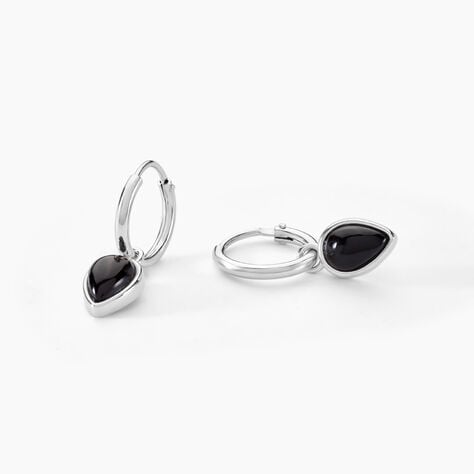 Créoles Mentissa Argent Blanc Agate - Boucles d'oreilles créoles Femme | Histoire d’Or