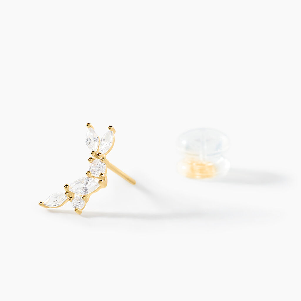 Boucles D'Oreilles Puces Sparkle Or Jaune Oxyde De Zirconium - Clous d'oreilles Femme | Histoire d’Or