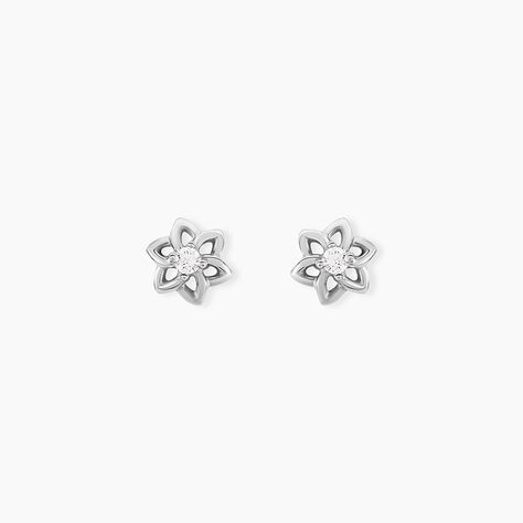Boucles D'oreilles Puces Emiliette Argent Blanc Oxyde De Zirconium - Nouveautés Femme | Histoire d’Or
