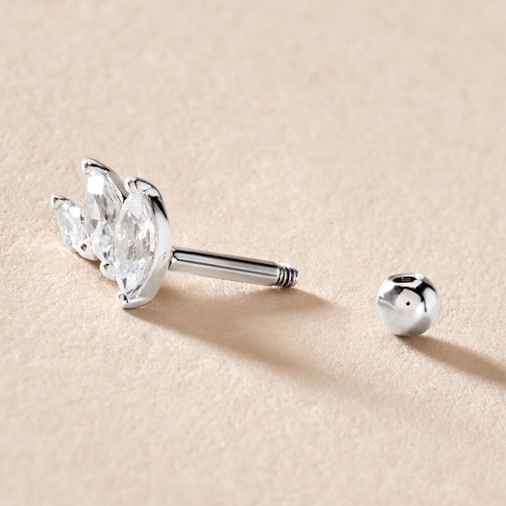 Piercing D'oreille Unitaire Fox Argent Rhodi&eacute; Oxyde De Zirconium - Piercing H&eacute;lix Femme | Histoire d&rsquo;Or