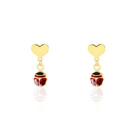 Boucles D'oreilles Or Jaune Urschi Smalto Rouge - Boucles d'oreilles pendantes Enfant | Histoire d’Or