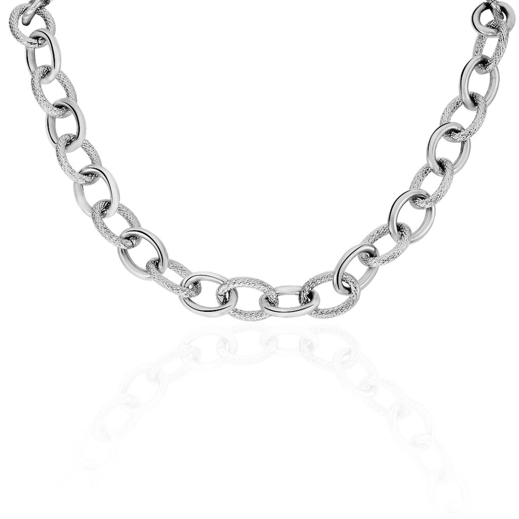 Collier Aelia Maille Alternee Acier Blanc - Colliers fantaisie Femme | Histoire d’Or