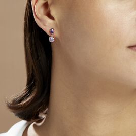 Boucles D'oreilles Pendantes Argent Rose Brenna Oxydes De Zirconium - Boucles d'oreilles fantaisie Femme | Histoire d’Or