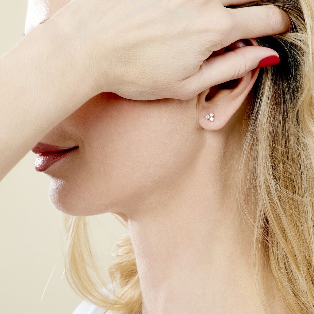 Boucles D'oreilles Puces Or Jaune Oxydes De Zirconium - Clous d'oreilles Femme | Histoire d’Or