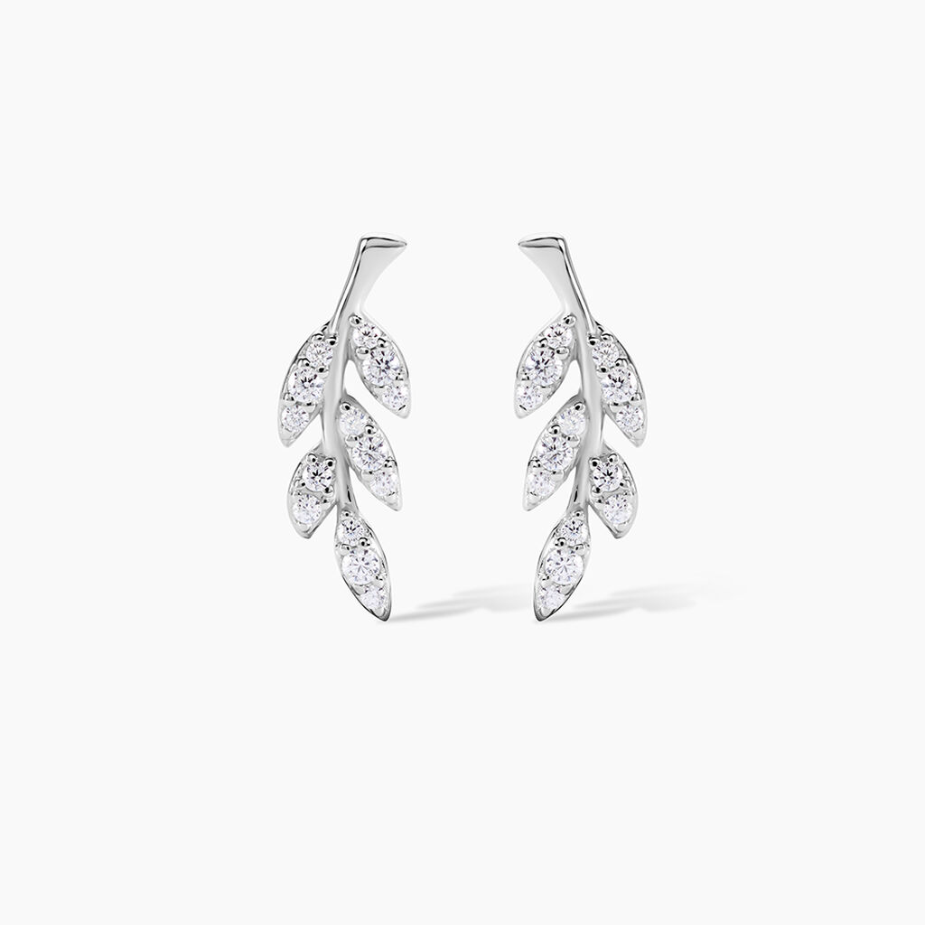 Boucles D'oreilles Puces Alma Argent Blanc Oxyde De Zirconium - Boucles d'oreilles fantaisie Femme | Histoire d&rsquo;Or