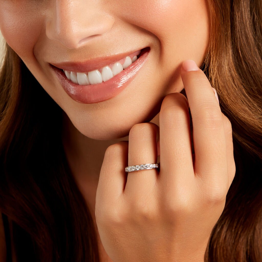 Alliance Rhea Ld Platine Blanc Diamant Synth&eacute;tique - Alliances Femme | Histoire d&rsquo;Or