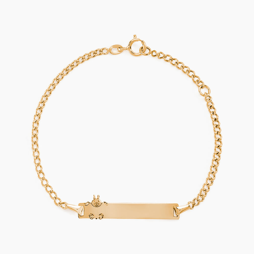 Bracelet Identit&eacute; Etheline Maille Gourmette Or Jaune - Bracelets Communion Enfant | Histoire d&rsquo;Or