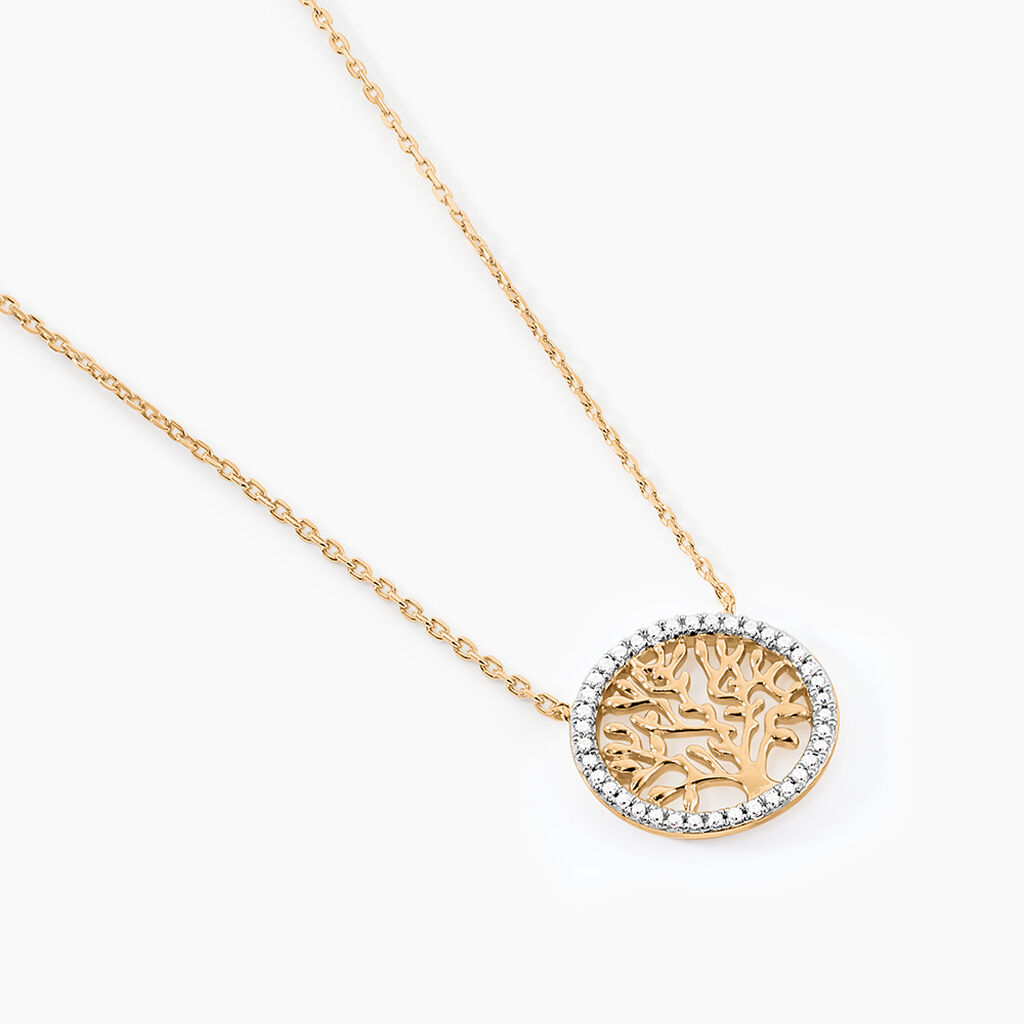 Collier Theolina Plaqu&eacute; Or Jaune Oxyde De Zirconium - Colliers Femme | Histoire d&rsquo;Or
