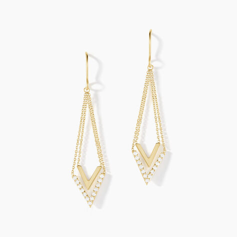 Boucles D'oreilles Pendantes Daina Or Jaune Oxyde De Zirconium - Boucles d'oreilles pendantes Femme | Histoire d’Or