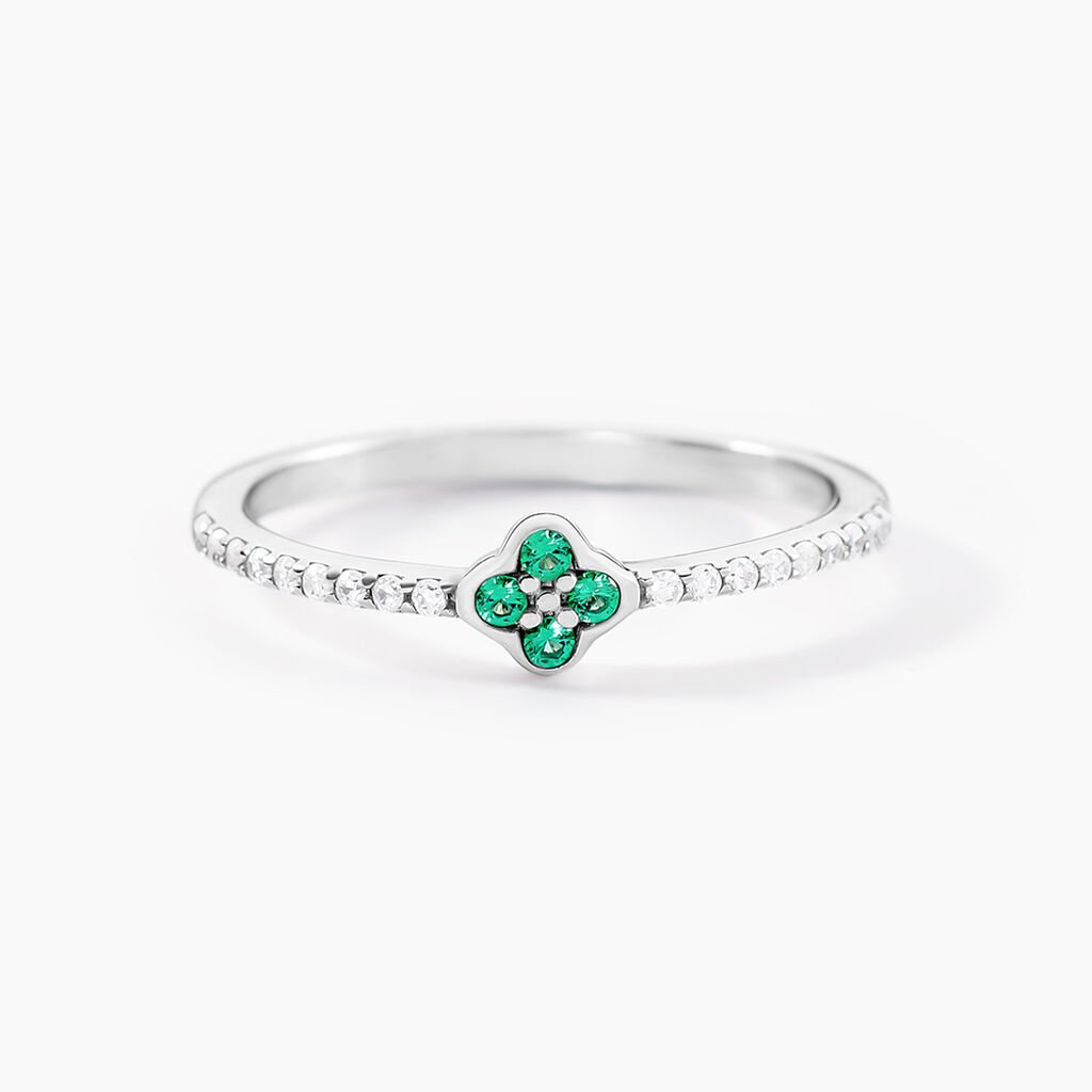 Bague Clova Argent Blanc Pierre De Synthese Oxyde De Zirconium - Bagues avec pierre Femme | Histoire d’Or