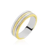 Alliance Leandro Ruban Argent Bicolore - Alliances Famille | Histoire d&rsquo;Or