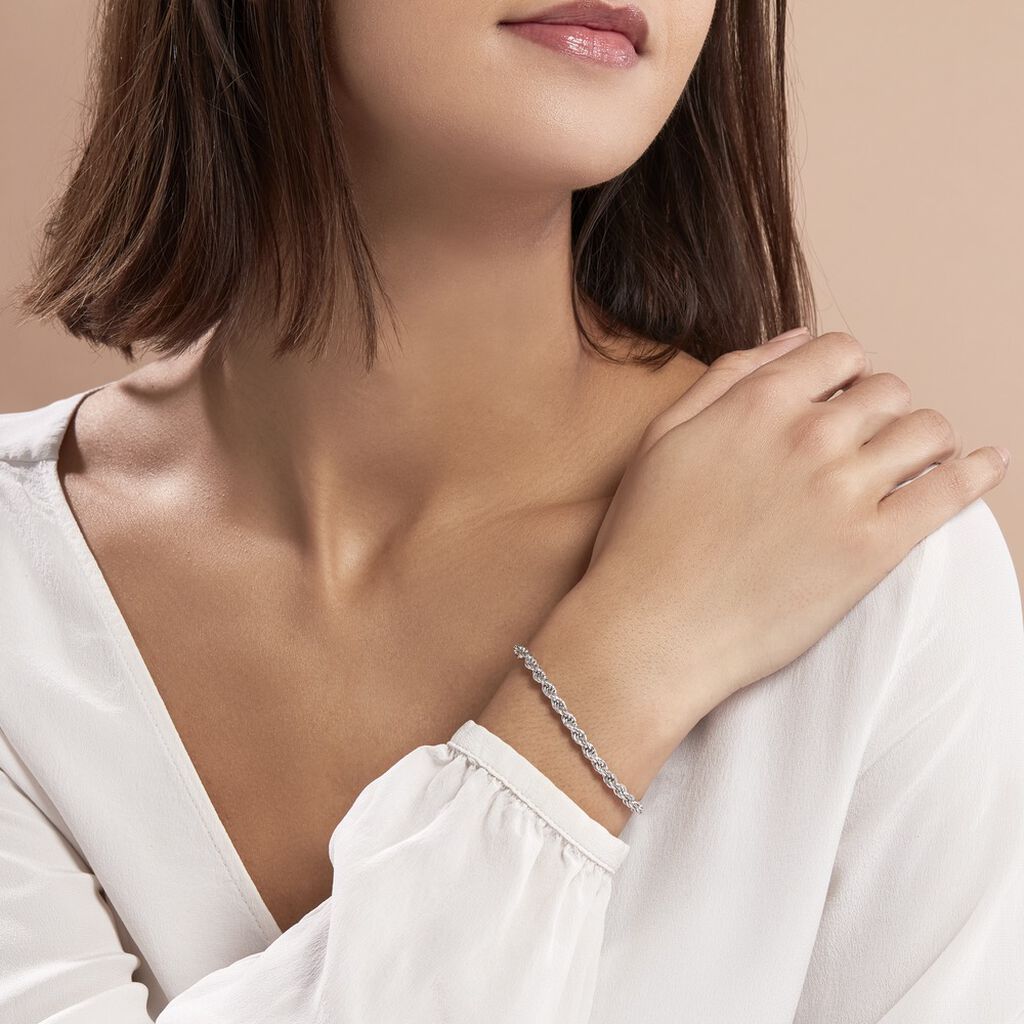 Bracelet Cacilda Maille Corde Argent Blanc - Bracelets chaîne Femme | Histoire d’Or
