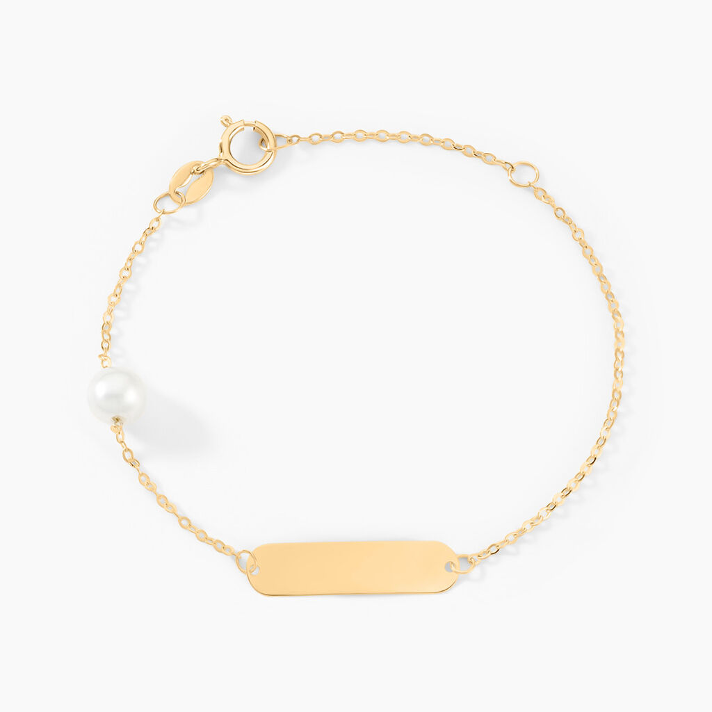 Bracelet Identit&eacute; Helee Or Jaune Perle De Culture - Bracelets Communion Enfant | Histoire d&rsquo;Or
