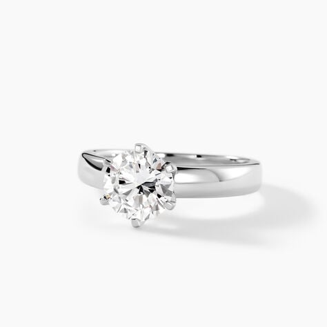 Bague Natalia Ld Platine Blanc Diamant Synth&eacute;tique - Bagues solitaires Femme | Histoire d&rsquo;Or