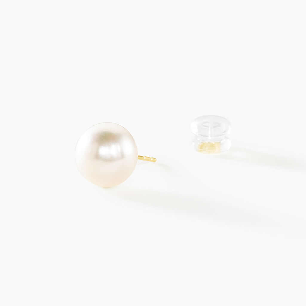 Boucles D'oreilles Puces Ursulina Or Jaune Perle De Culture - Clous d'oreilles Femme | Histoire d’Or