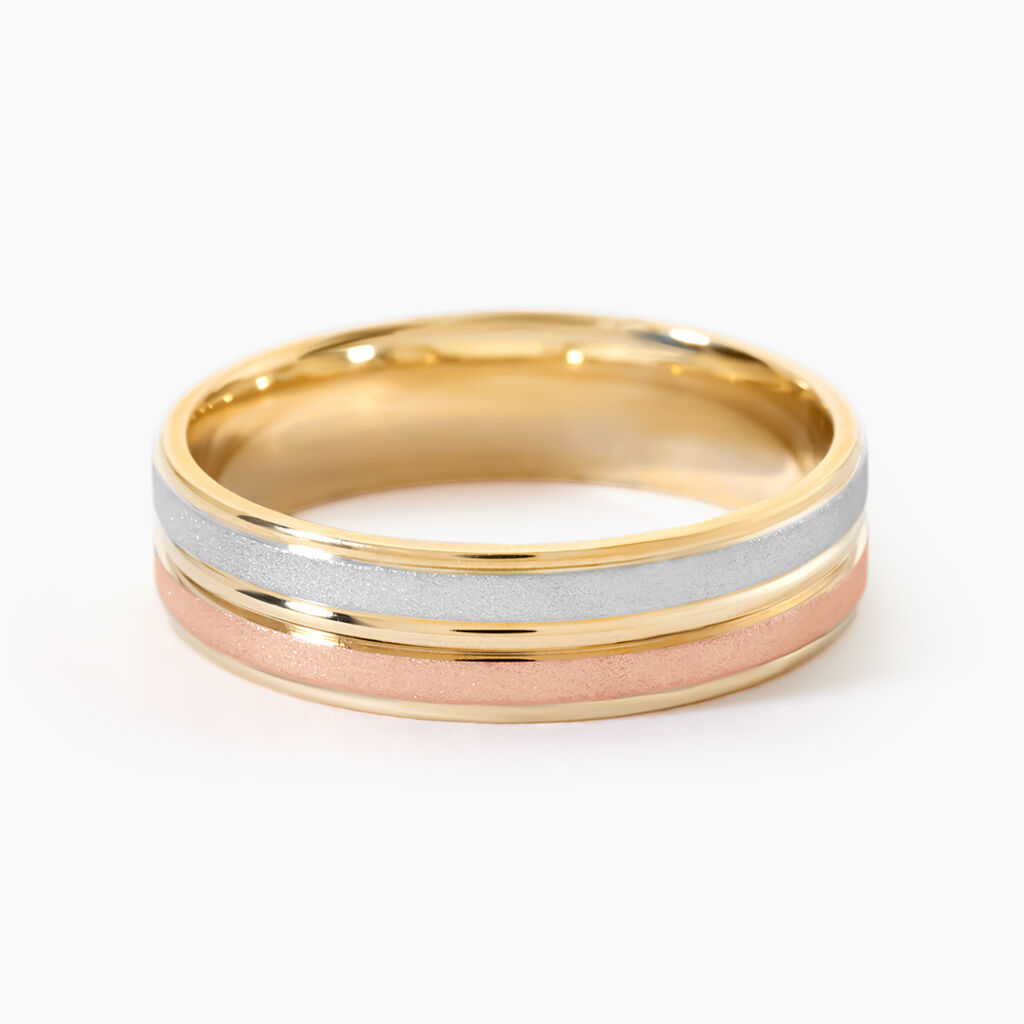 Alliance Triade Ruban Plat Or Tricolore - Alliances Unisex | Histoire d&rsquo;Or