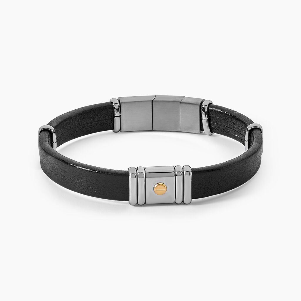 Bracelet Jourdan Cuir Noir - Bracelets Cuir Homme | Histoire d&rsquo;Or