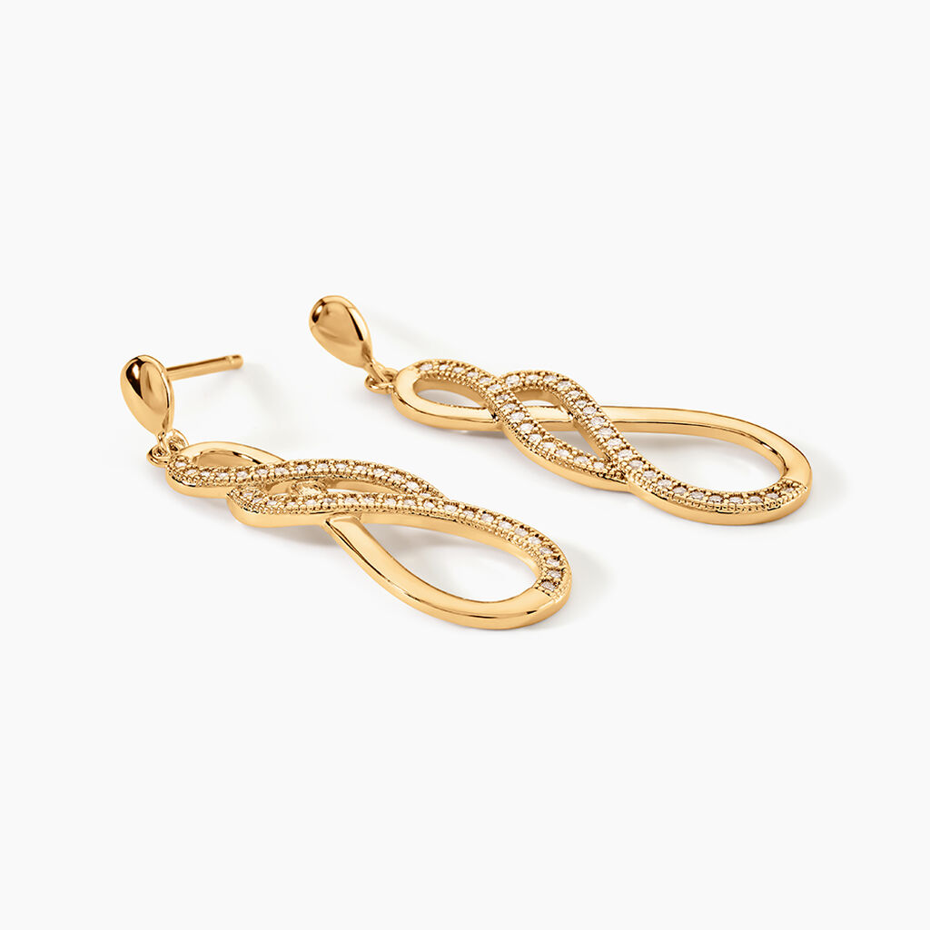 Boucles D'oreilles Pendantes Rajah Plaqu&eacute; Or Jaune Oxyde De Zirconium - Boucles d'oreilles pendantes Femme | Histoire d&rsquo;Or