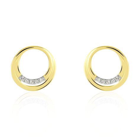 Boucles D'oreilles Puces Circlane Or Jaune Diamant - Clous d'oreilles Femme | Histoire d’Or