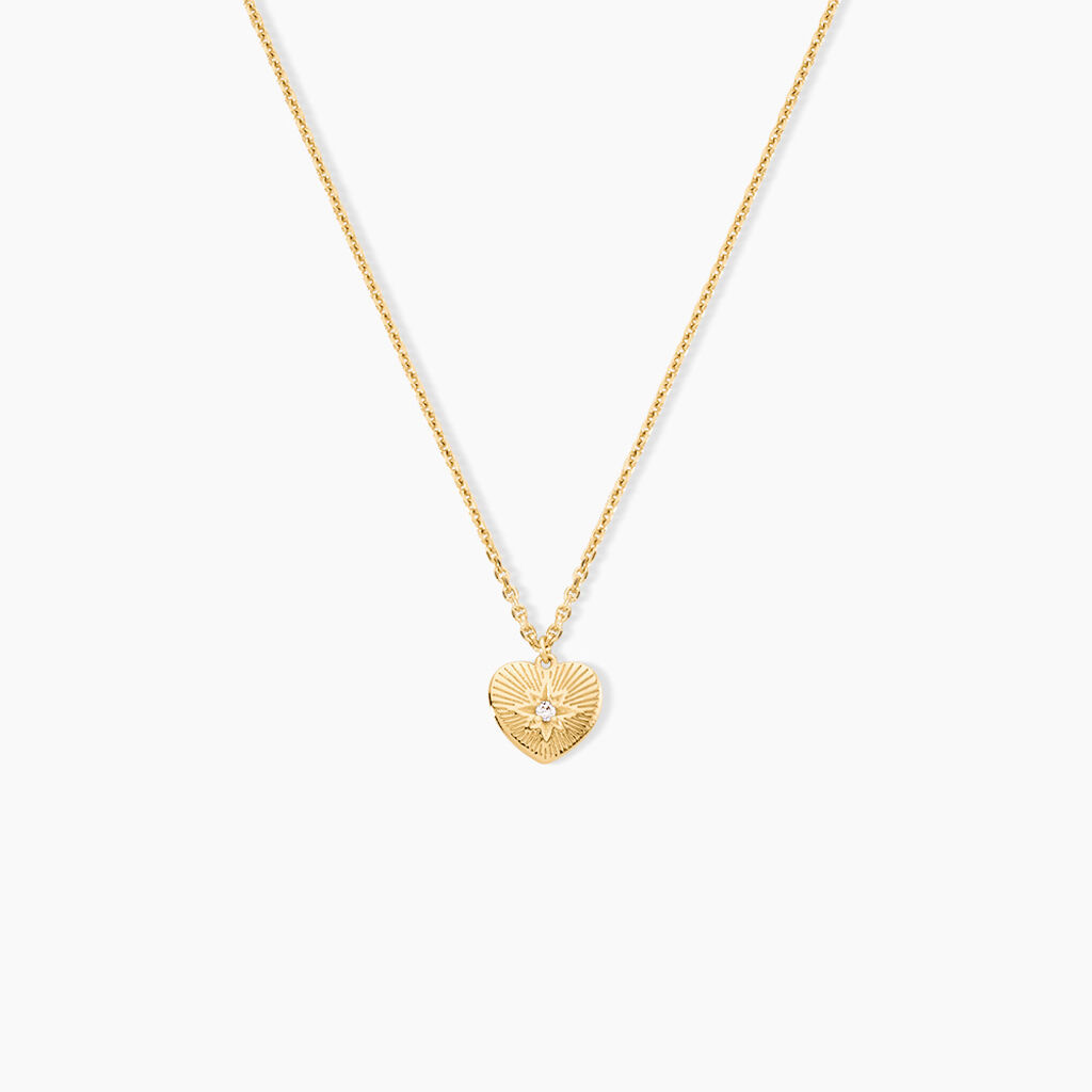 Collier Phebee Argent Dor&eacute; A L'Or 750/1000 Oxyde De Zirconium - F&ecirc;te des m&egrave;res Femme | Histoire d&rsquo;Or