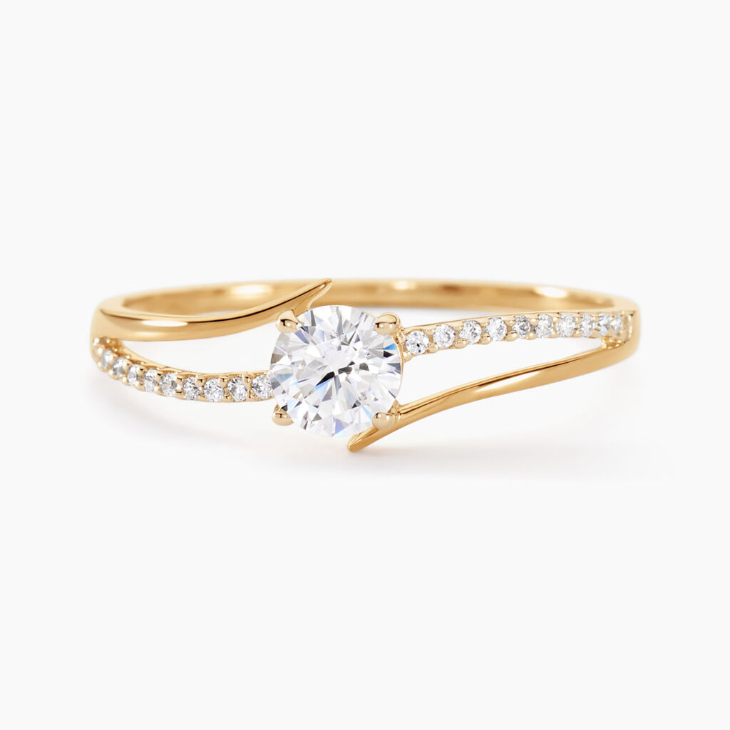 Bague Solitaire Abelia Or Jaune Oxyde De Zirconium - Bagues solitaires Femme | Histoire d’Or