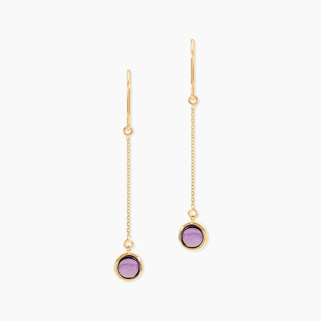 Boucles D'oreilles Pendantes Arenale Or Jaune Amethyste - Boucles d'oreilles pendantes Femme | Histoire d&rsquo;Or