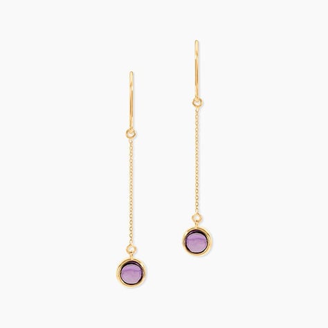 Boucles D'oreilles Pendantes Arenale Or Jaune Amethyste - Boucles d'oreilles pendantes Femme | Histoire d&rsquo;Or