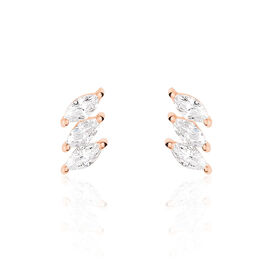 Boucles D'oreilles Puces Edma Or Rose Oxyde De Zirconium - Clous d'oreilles Femme | Histoire d’Or