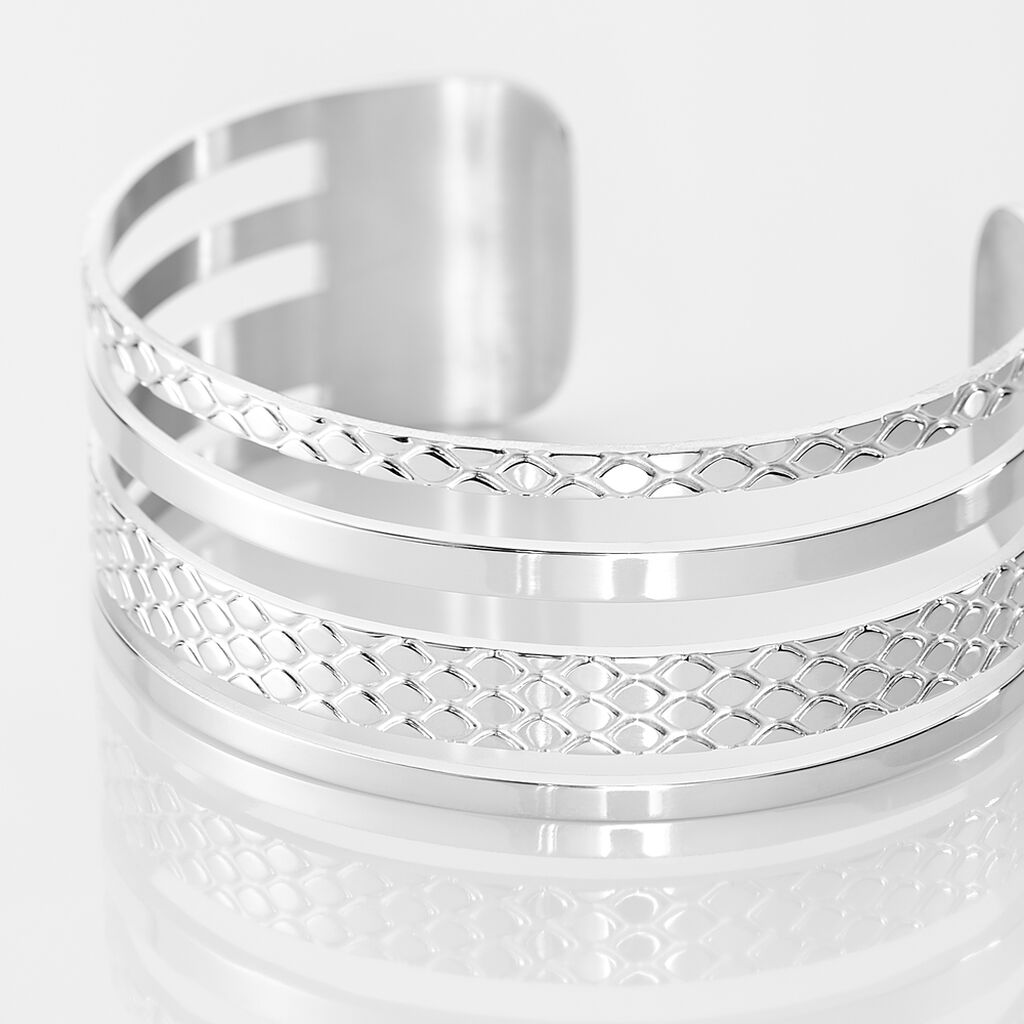 Bracelet Jonc Abram Acier Blanc - Bracelets joncs Femme | Histoire d&rsquo;Or
