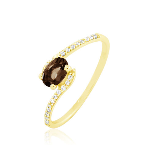 Bague Loriane Or Jaune Quartz Et Oxyde De Zirconium - Bagues solitaires Femme | Histoire d’Or