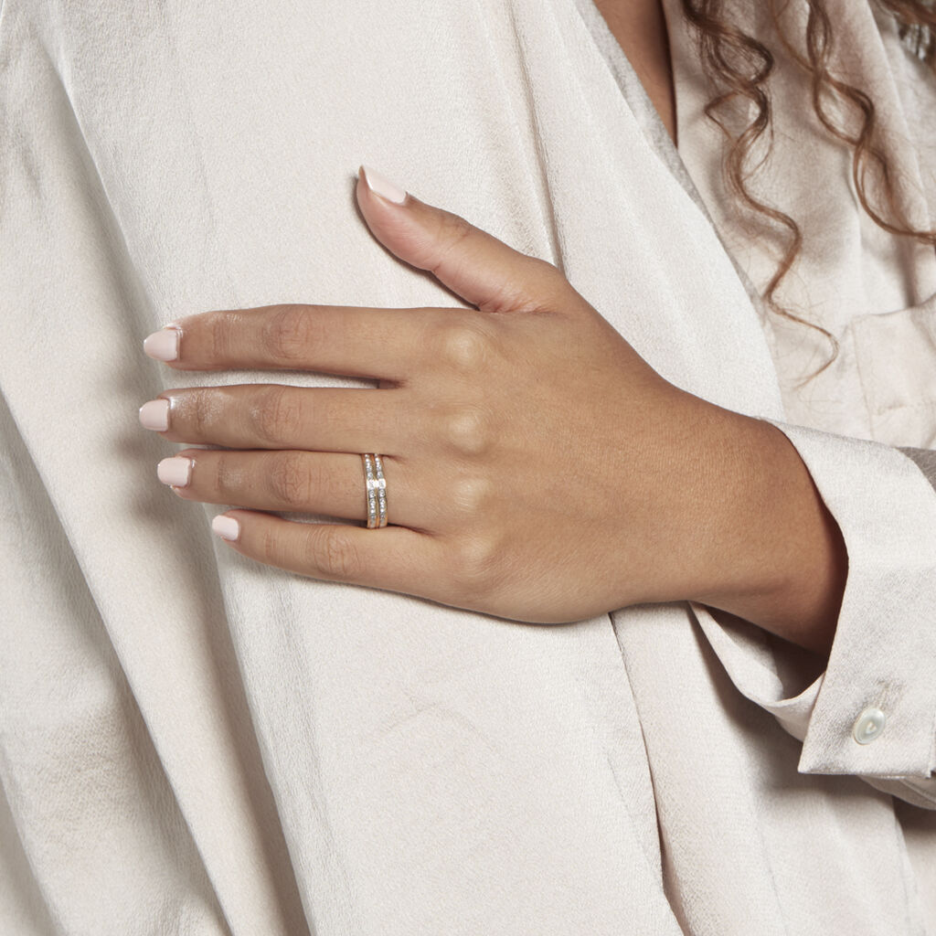 Alliance Grain De Folie Diamantee Ruban Plat Or Bicolore - Alliances Unisex | Histoire d’Or