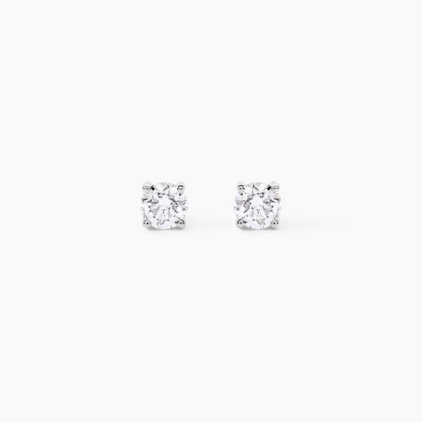 Boucles D'oreilles Puces 4 Griffes Or Blanc Diamant Synthetique - Clous d'oreilles Femme | Histoire d&rsquo;Or