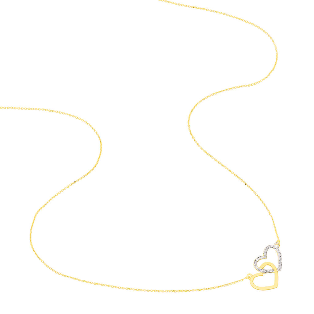 Collier Double Coeur Satines Or Bicolore - Colliers Coeur Femme | Histoire d’Or