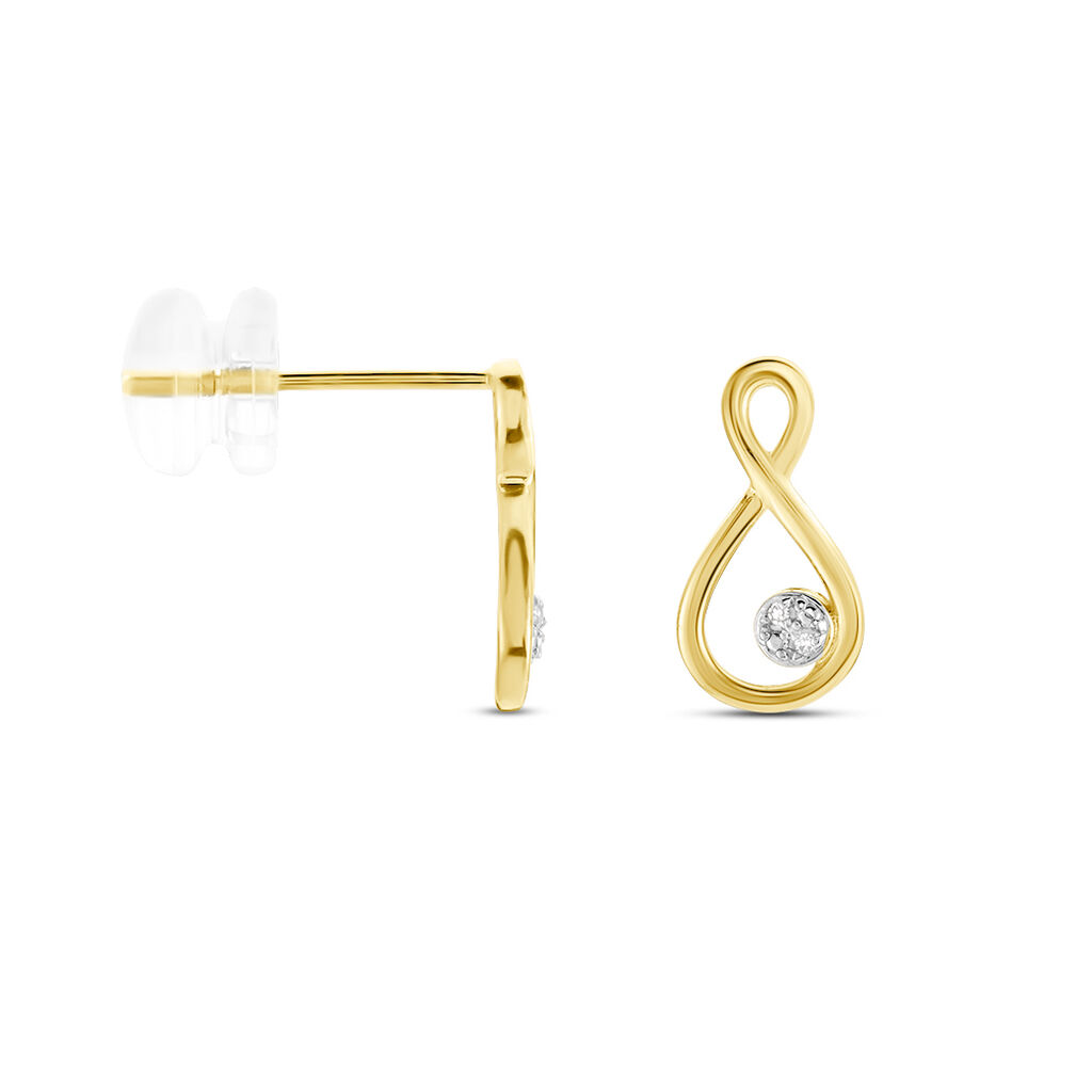 Boucles D'oreilles Puces Eszter Or Jaune Diamant - Clous d'oreilles Femme | Histoire d&rsquo;Or