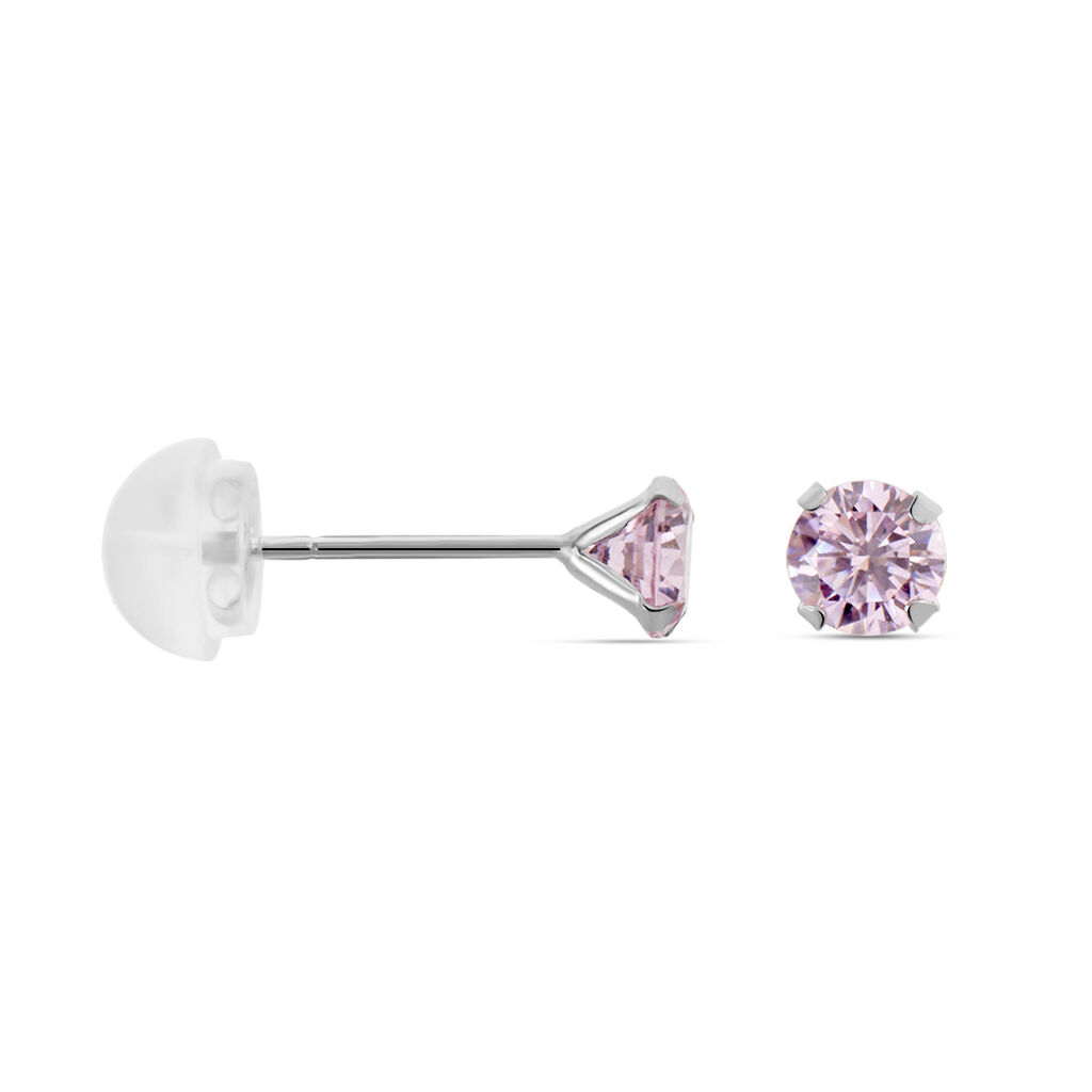 Boucles D'oreilles Puces Or Blanc Oxydes De Zirconium - Clous d'oreilles Femme | Histoire d’Or