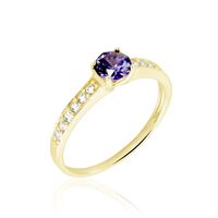 Bague Carrol Or Jaune Améthyste Oxyde De Zirconium