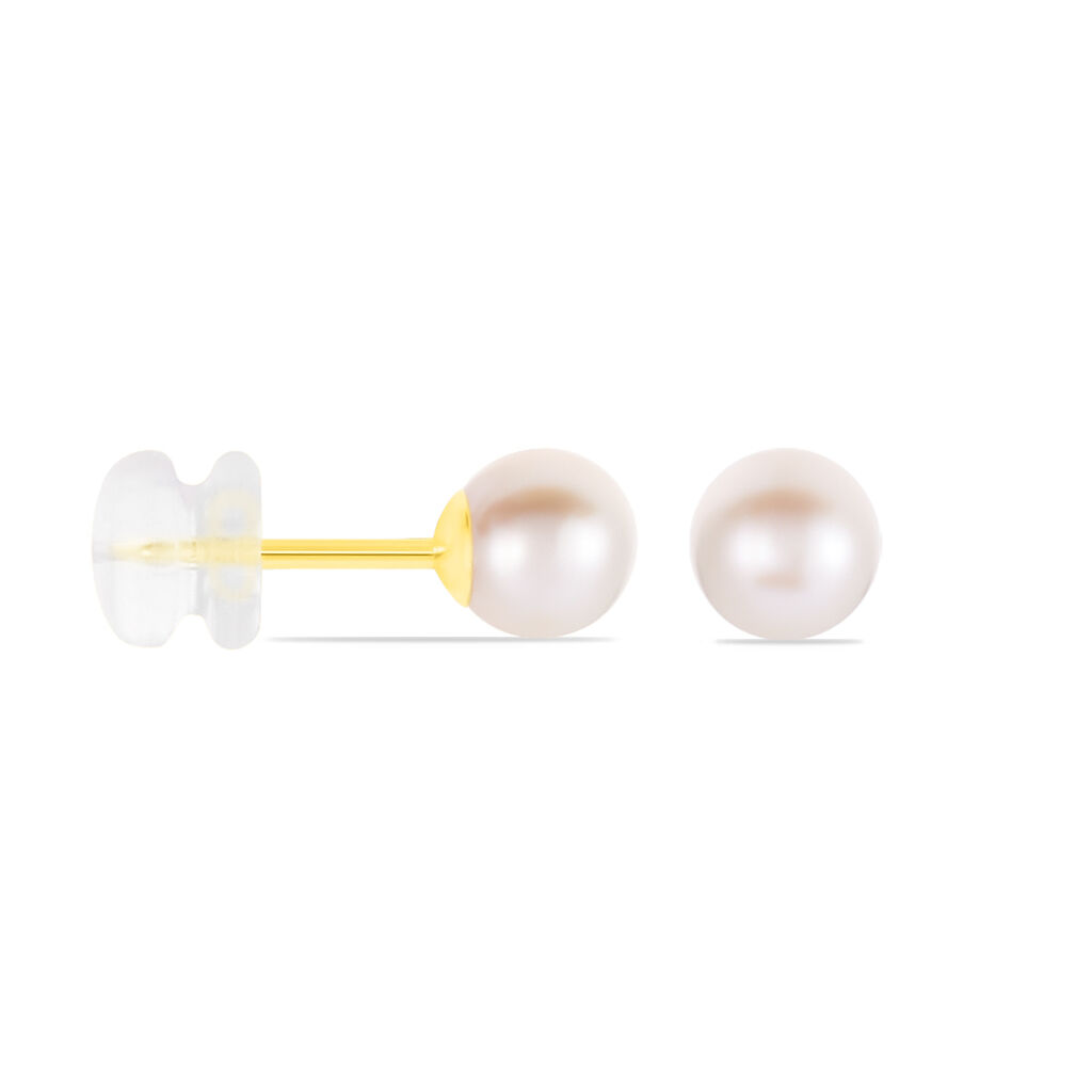 Boucles D'oreilles Puces Suki Or Jaune Perle De Culture - Clous d'oreilles Femme | Histoire d’Or