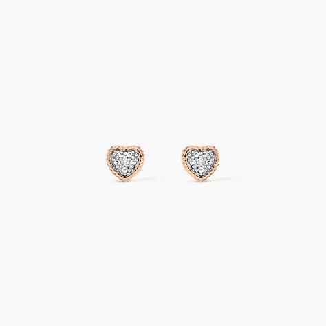 Boucles D'oreilles Puces Mon Premier Diamant Or Rose - Clous d'oreilles Femme | Histoire d&rsquo;Or