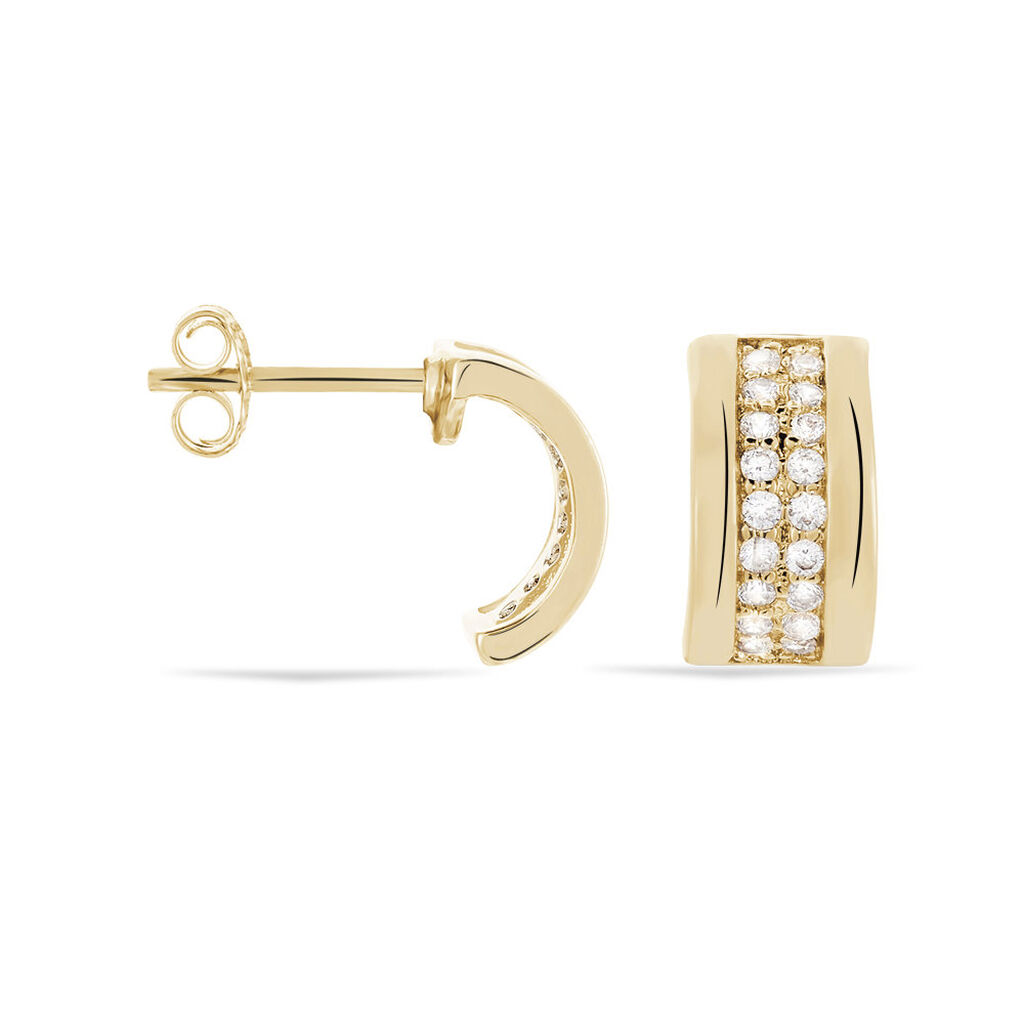 Demi Créoles Dorynea Plaqué Or Jaune Oxyde De Zirconium - Boucles d'oreilles créoles Femme | Histoire d’Or