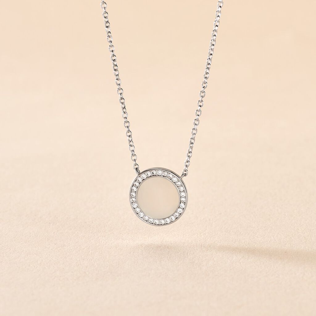 Collier Court Argent Blanc Nawala Oxyde De Zirconium - Ras de cou Femme | Histoire d&rsquo;Or