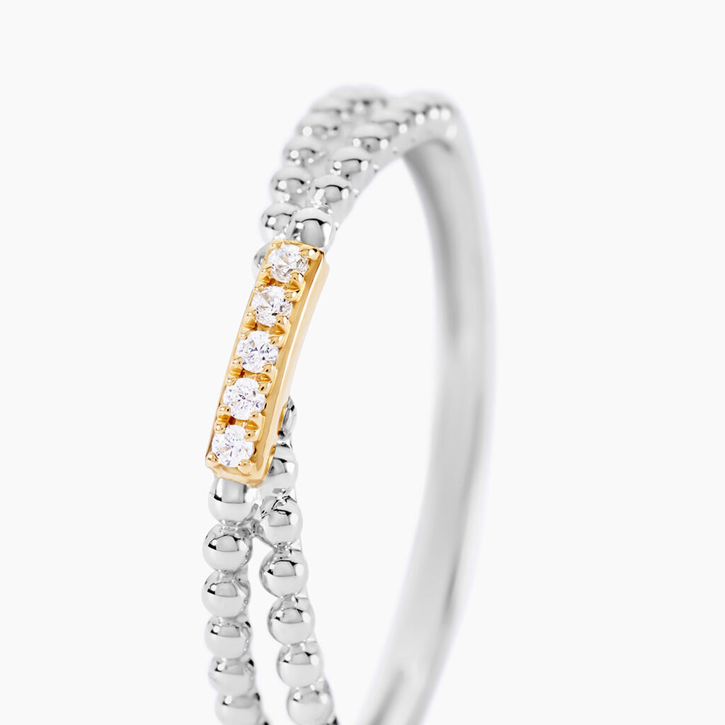 Bague Or Jaune Argent Blanc Oxyde De Zirconium - Bagues avec pierre Femme | Histoire d&rsquo;Or