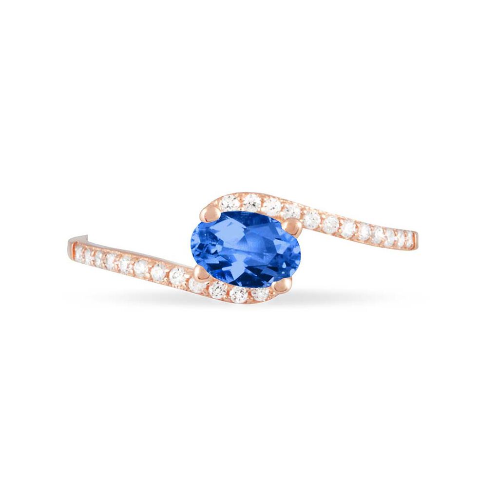 Bague Loriane Or Rose Saphir Et Diamant - Bagues solitaires Femme | Histoire d’Or