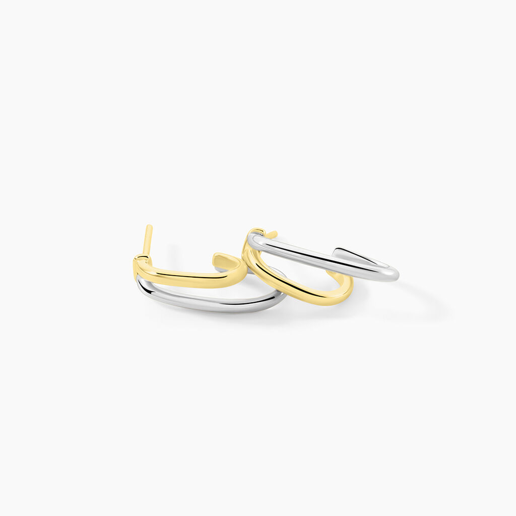 Créoles Perfect Match Argent Bicolore - Boucles d'oreilles créoles Femme | Histoire d’Or