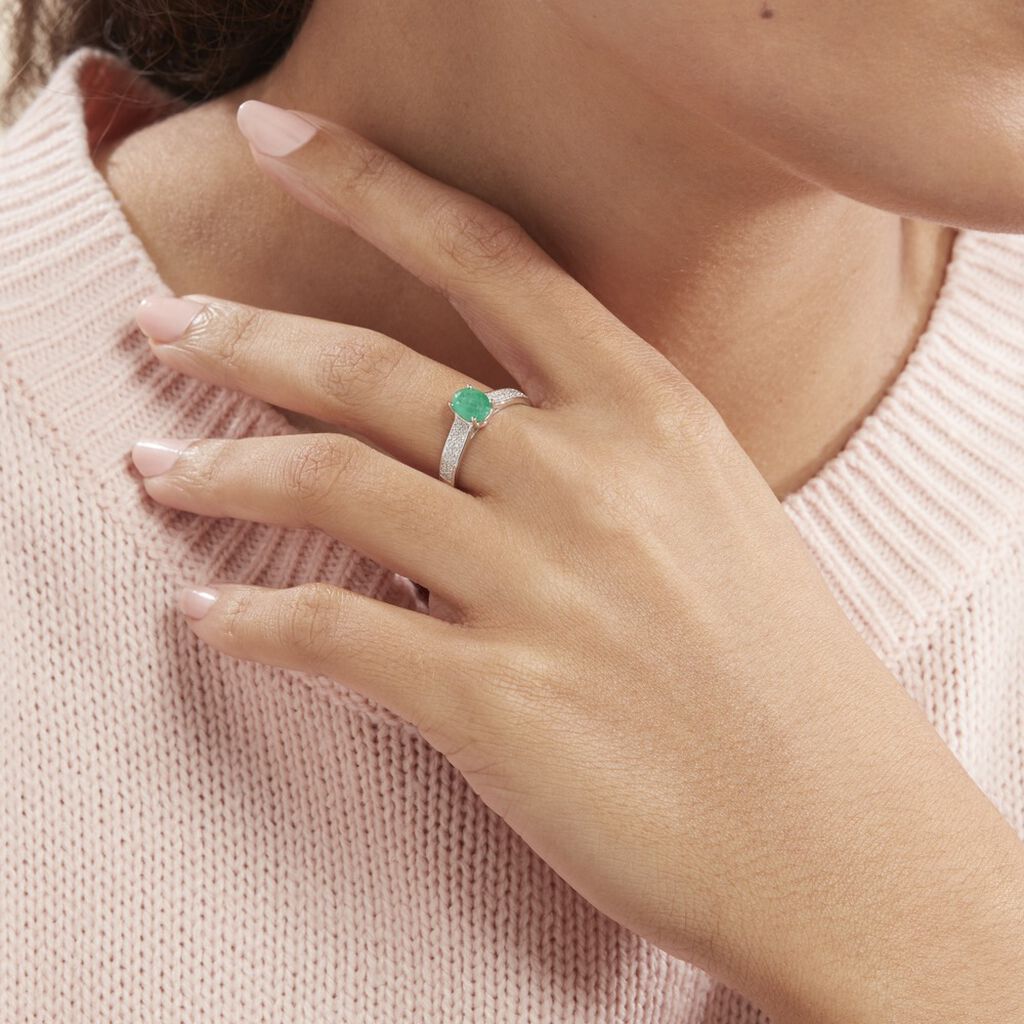 Bague Crista Or Blanc Emeraude Et Diamant - Bagues solitaires Femme | Histoire d’Or